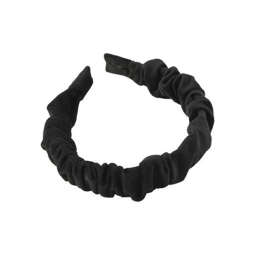 Black Winter Autumn Women Wide Hairband Padded Pearl Cross F