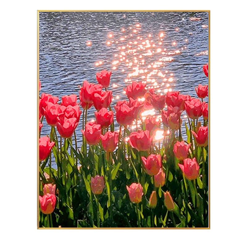 数字油画diy填充涂色郁金香油彩画高级感丙烯卧室客厅手工装饰画,家居饰品,桌面摆件,淘宝优惠券,粉丝福利购,淘宝优惠卷