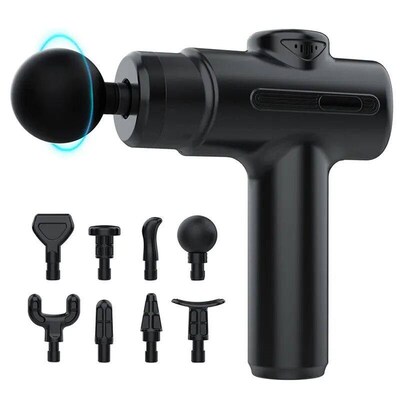 Electric Massage Gun Deep Tissue Facial Massgaer 8 Heads Arm