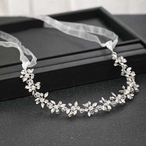 Silver Color Headbands For Women Bride Handmade Crystal Rhin
