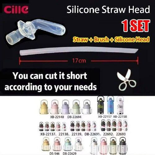 1Set Food Level Silicone Straw Set with Brush Soft Pipe