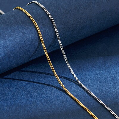 2mm Wide Stainless Steel Link Chain Necklace for Men and