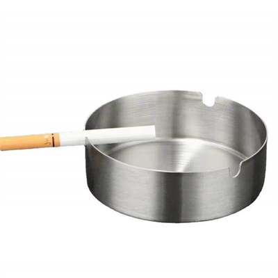 Stainless Steel Ashtray for Home Use, Windproof Design, Suit