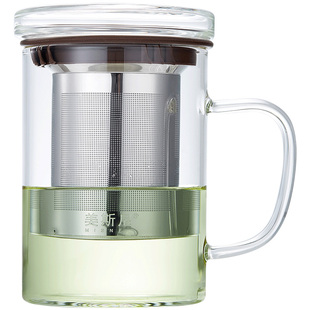 美斯尼加厚带盖过滤耐高温礼品水杯办公室玻璃泡茶杯茶水分离