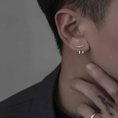 Vintage Fashion Charm Punk Earring for Men Detachable Dual P