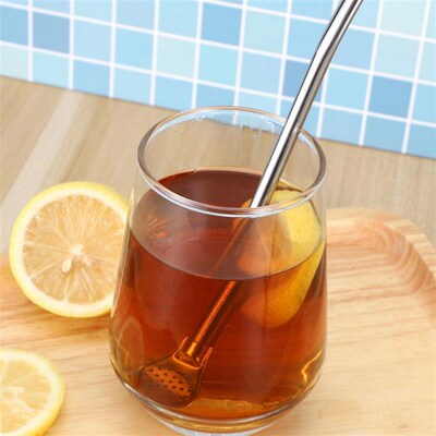 1Pcs Straw Spoon Long Handle Mixing Yerba Mate Stainless