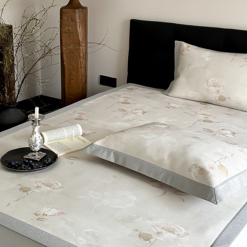 类夏季冰丝凉席三件高端数码印花可水洗折叠平席床笠款空调席,床上用品,冰丝席,淘宝优惠券,粉丝福利购,淘宝优惠卷