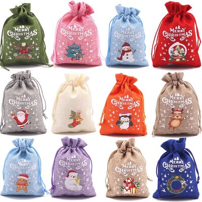 10PCS Christmas gift bag,Drawstring Bags,Wrapping Decoration