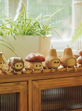 原上城小花菇蘑菇可爱实木创意摆件日常送礼送女友可爱小物件饰品