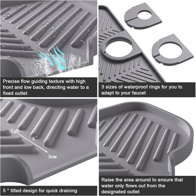 Kitchen Sink Faucet Splash Guard Draining Mat Silicone