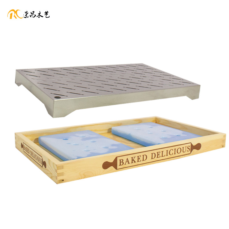 面包烘焙展示架冰盘不锈钢晾网盘陈列道具欧包冷架实木托盘