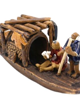 鱼缸造景陶瓷渔船小船古船行舟渔翁老头假山小盆景摆件水族箱装饰