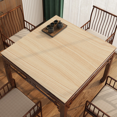 仿木纹八仙桌桌垫防水防油正方形餐桌布家用四方桌面垫实木茶几垫