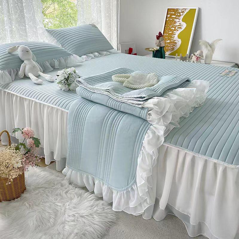 2023新款类纯色夏季床裙三件凉感丝加厚乳胶凉席四件,床上用品,乳胶席,淘宝优惠券,粉丝福利购,淘宝优惠卷
