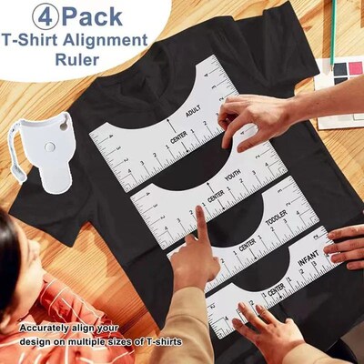 4-in-1 Round T-Shirt Neck Measurement Tools PVC Alignment Ru