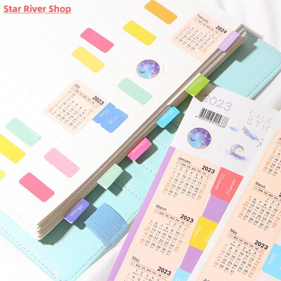 2Pcs 2023 Paper Calendar Index Page Sticker Notebook Bookmar