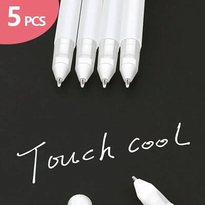 5Ps White Manga Marker Pens Set 0.8mm Permanent Ink Waterpro