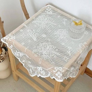 New French Tulip Bouquet Lace Tablecloth, Coffee Table, Beds