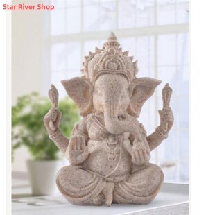 Sandstone Seated Ganesh MagiDeal Deity Carved Buddha Hand