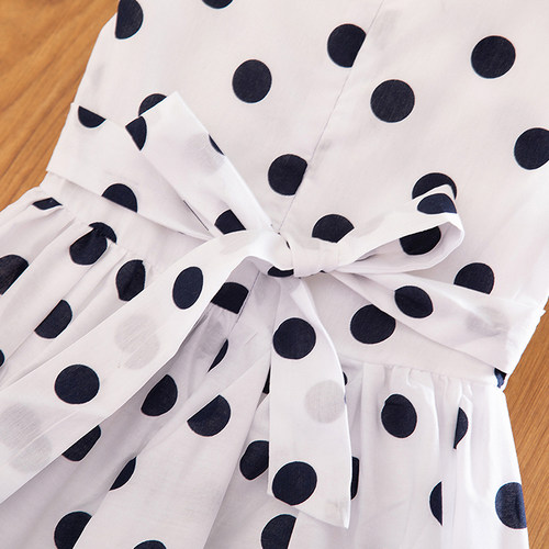 3-12 Years Girls Polka-Dot Dress 2022 Summer Sleeveless Bow