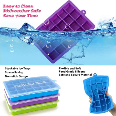 Silicone Ice Cube Tray with Lid Ice Molds Cocktail Whiskey