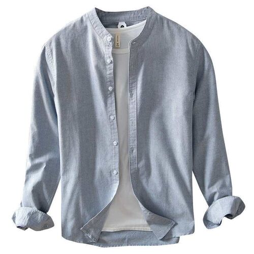 Mens Oxford Long-sleeved White Shirt Loose Casual Mens New