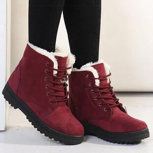 Womens Boots 2025 Winter Boots With Fur Low Heels Snow Boot