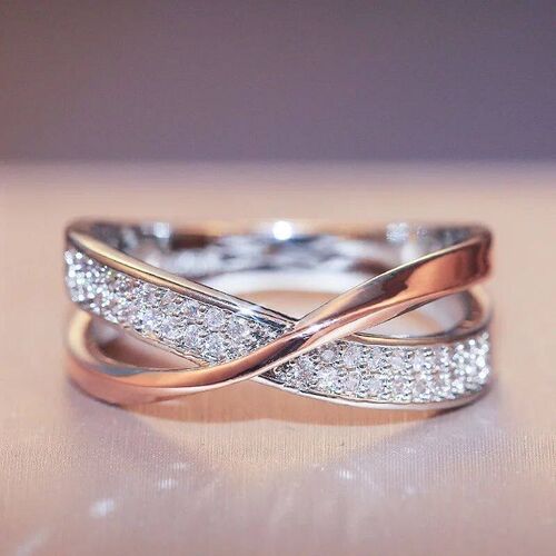 Huitan Newest Fresh Two Tone X Shape Cross Ring for Women We