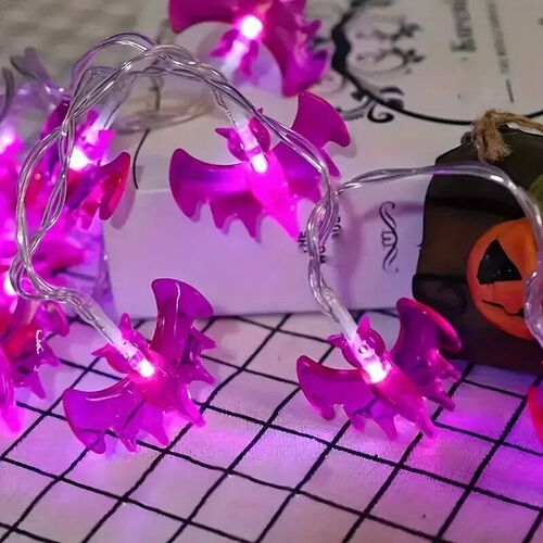 59.06inch 10 Lights, 3m 20 Lights Purple Bat Halloween Decor