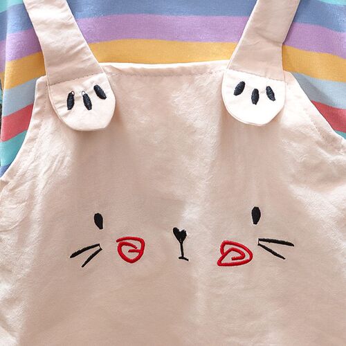 Baby Girl Dress Clothes Suspenders Striped Casual Wear Toddl