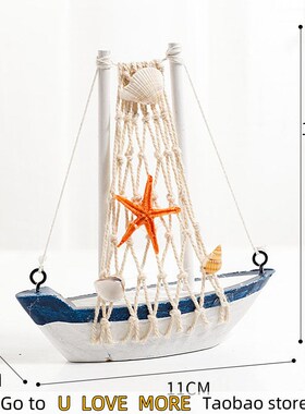 Mediterranean Style Small Wooden Handicraft Art Sailing Fish