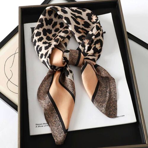 New Satin Shawl Design Wild leopard Print Silk Square Women