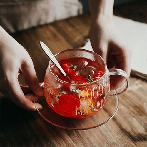 Letter Transparent Glass Cup Creative Coffee Tea Drinks Dess