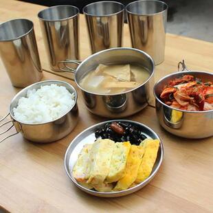 8pcs/set Stainless Steel Outdoor Camping Cookware Set Portab