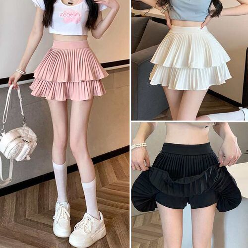 Double-layer cake skirt pleated skirt summer new high-waist