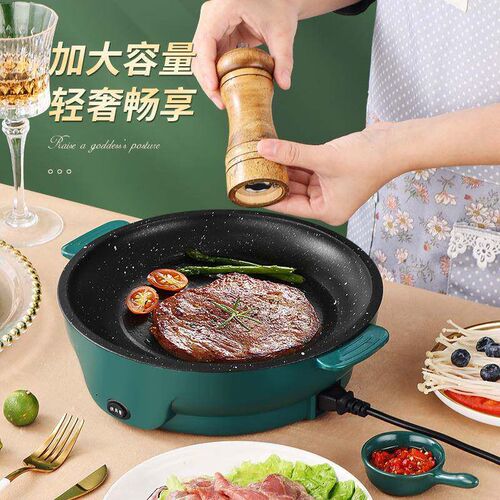 220V Multifunction Electric Frying Pan Skillet Non-Sticky Gr
