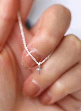 1 PCs Simple Ins Cauliflower Chain Sparkling Cross Collarbon