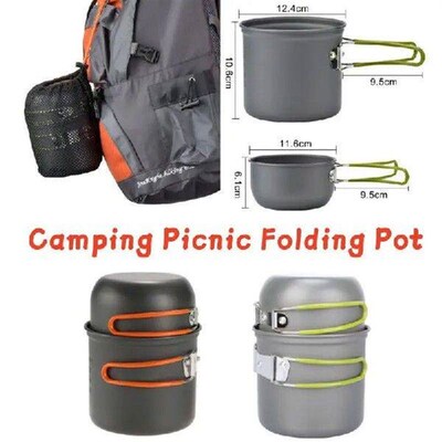 2 Set Camping Cookware Outdoor Cooking Set Heat Cooker