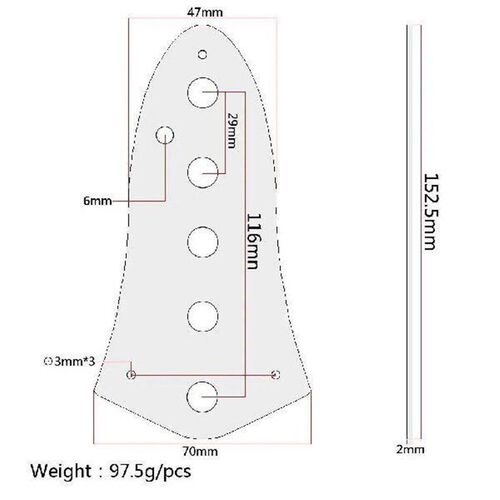 Shiny Steel 5 Holes Control Plate for Jazz Bass Control