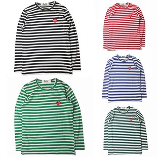 PLAY Spring Autumn T-shirt Striped Embroidered Love Round Ne
