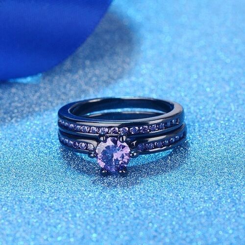 Charm Couple Rings Romantic Purple Rhinestones Women Rings S