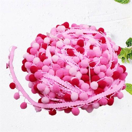 4 5m Pom Lace Polyester Fiber Fringe Trim Tassel Ball Diy