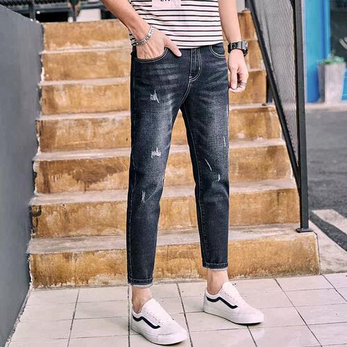Thin Cropped Jeans Mens 9-point Pants Slim-fit Foot tendy M