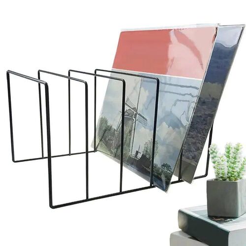 Metal Record Rack Black Iron Desktop Storage Book Rack File