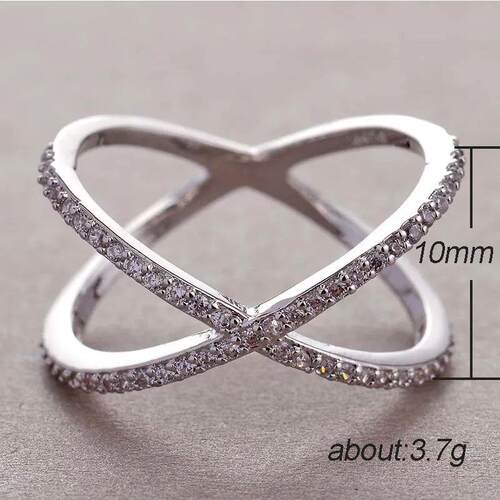 Huitan Luxury Cross X Shape Women Engagement Ring Full Paved