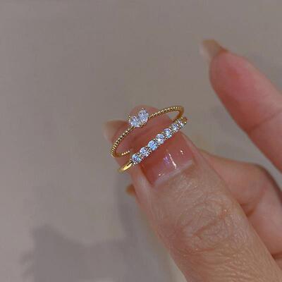 New Fashion Weave Crystal Heart Shaped Cute Wedding band Rin