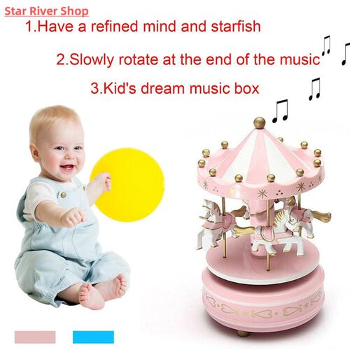 Merry-Go-Round Wooden Music Box Geometric Music Baby Room De