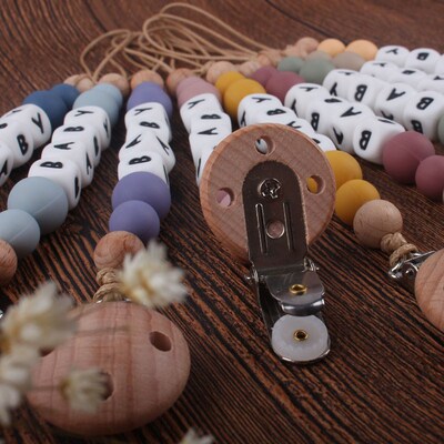 Personlized Baby Name Natural Silicone Teether Beads Newborn
