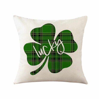 St. Patricks D Pillow New Plaid Clover Plant Pillow Sofa Pi