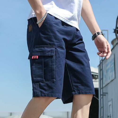 Summer New Casual Workwear Shorts Mens Solid Color Loose Fi